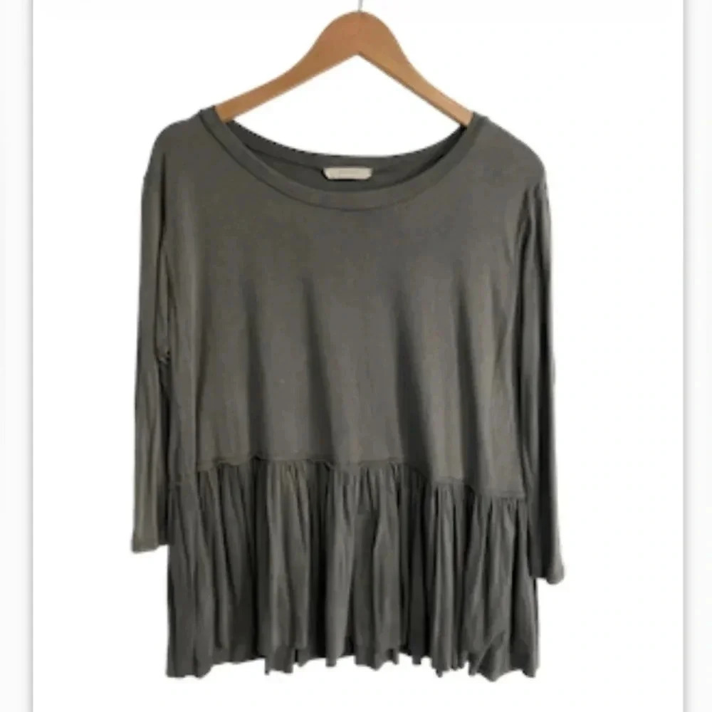 Entro Women’s Medium Peplum Babydoll‎ Top Stretch Boxy Balletcore Fairy Grunge